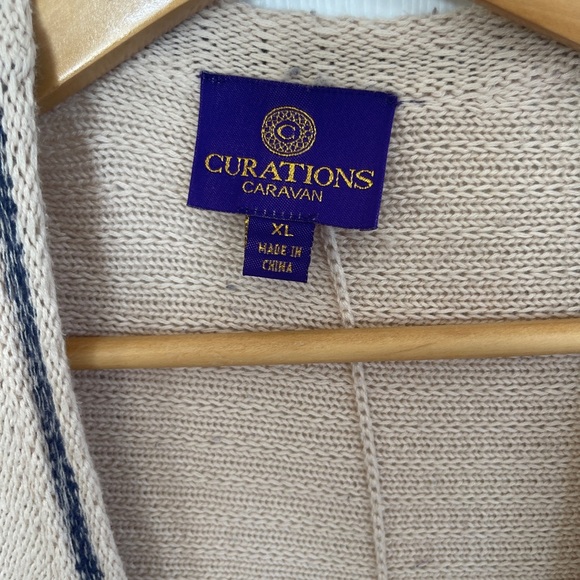 Curations Caravan Sweater Knit Vest Oatmeal Xl Boho Beachy Lagenlook - Picture 4 of 9